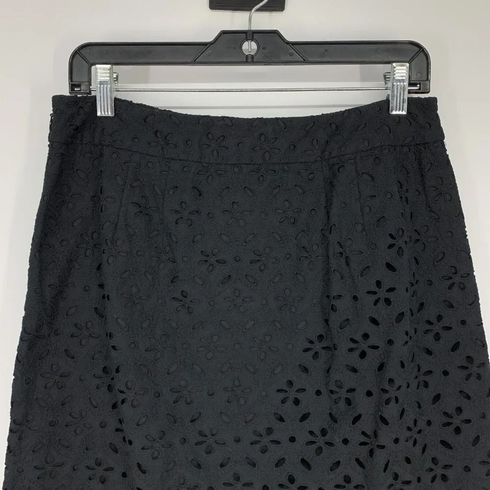 Talbots Skirt Black Floral Eyelet A Line NWT_10